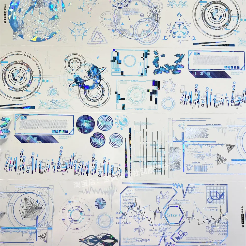 

Lee Fu Gui Punk Blue Shiny Shell Effect Coding Decorative Stickers for Scrapbooking Phone Case DIY