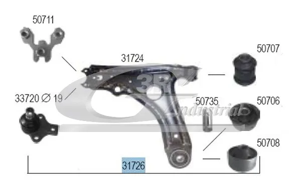 FRONT LEFT SUSPENSION ARM 1H0407151 + 357407365