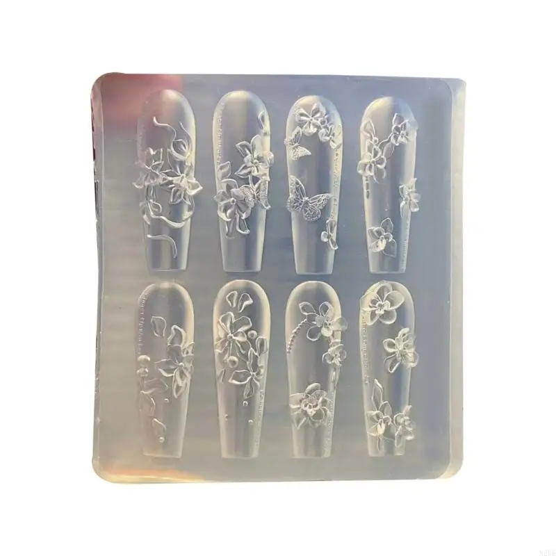 

N2UE Reusable Flower Art Mold Silicone Manicure Tool With Easy Demolding Feature For Home Salon DIY Design