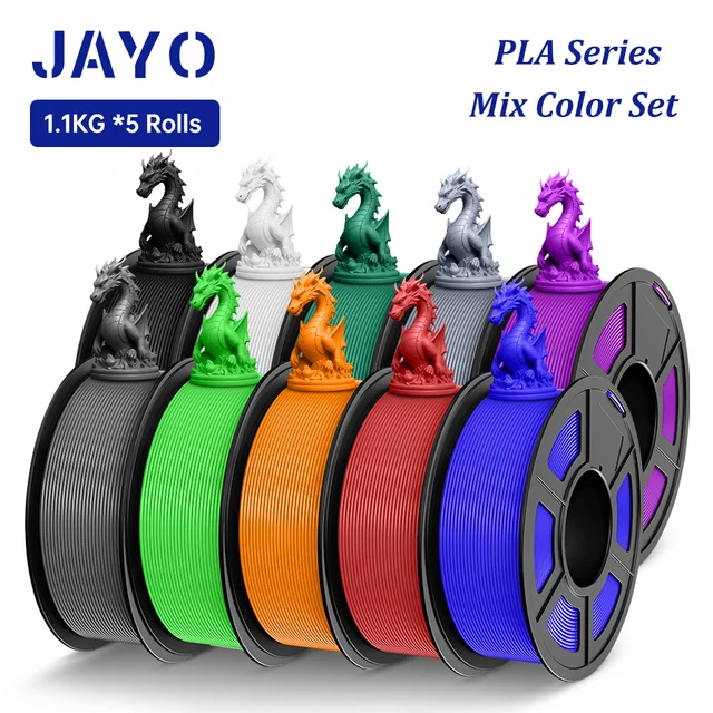 Żarnik JAYO 3D PLA +/PLA Meta/PLA Matte/PLA PLUS 2.0/PLA 1.75MM 5 rolek Coloful, schludno nawijany żarnik do drukarki 3D 1.1KG