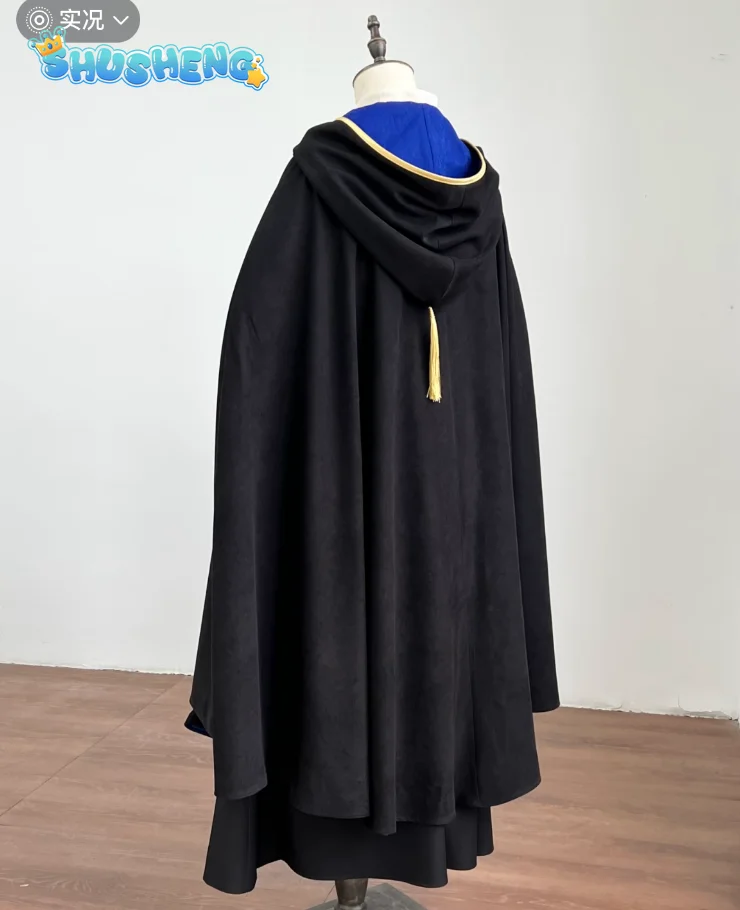 재고 있음 마녀 모자 아틀리에 올루그지오 XS-XXL 코스프레 의상 가발 통가리 부시 아틀리에 블랙 케이프 블루 안감 남성용 할로윈 썸네일 6