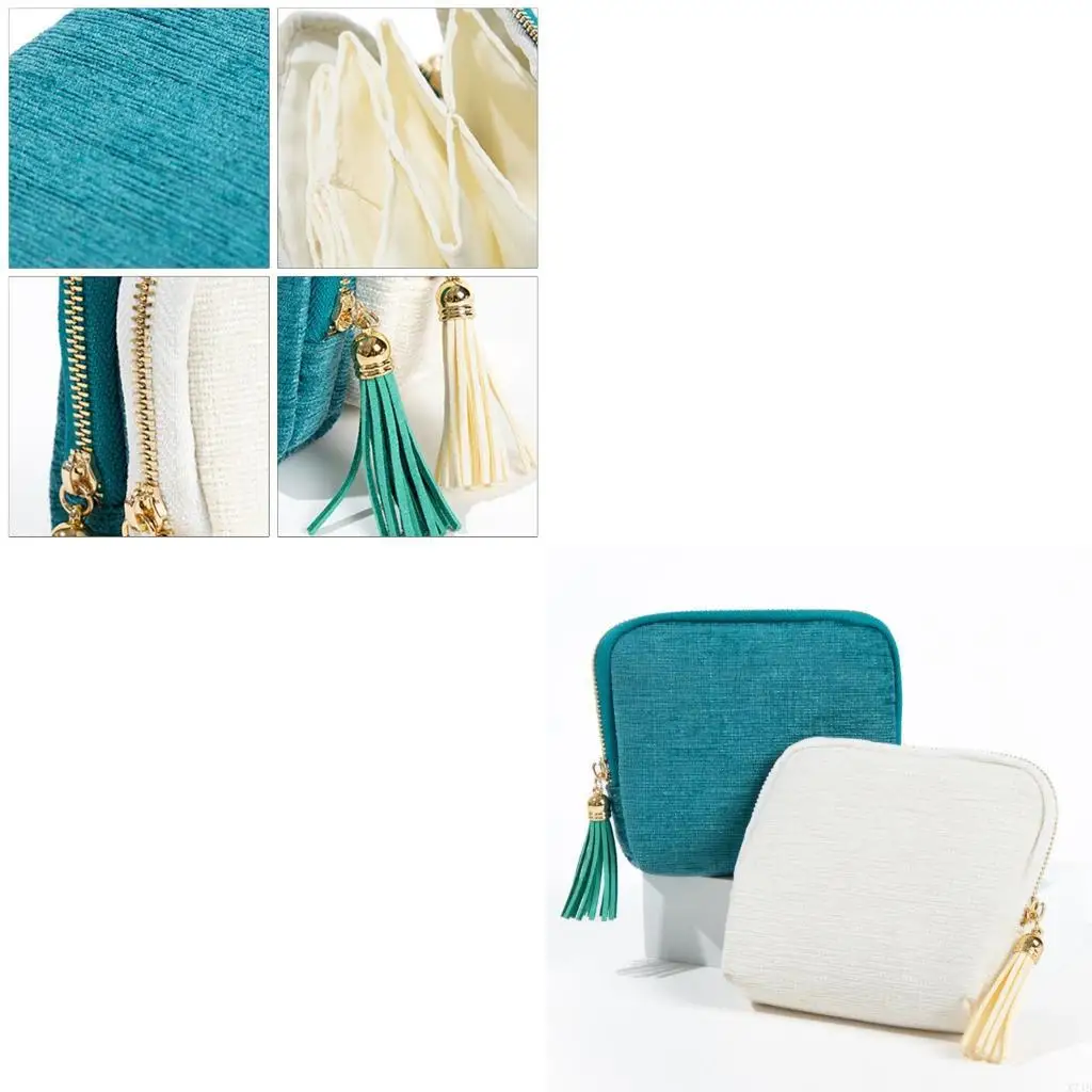 

Premium Jewelry Storage Bag With Partitioned Sections Decorative Zipper Pull Gentle Fabric Lining For Travel Accessories