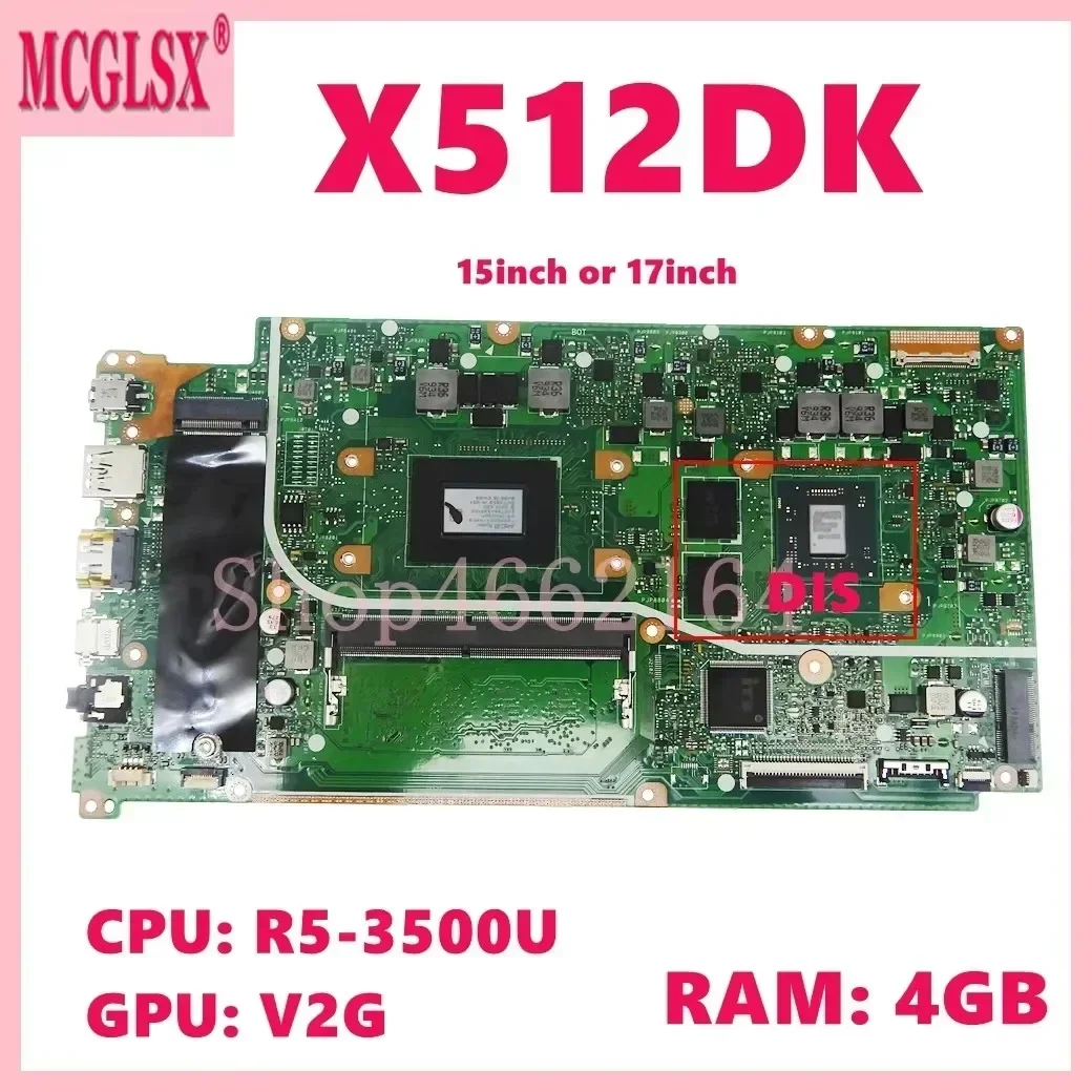 X512DA 3150U/R3-3200U/R5-3500U CPU 0GB/4GB-RAM Mainboard For Asus X512DK X712DK X512DA X712DA M712D M512D Laptop Motherboard