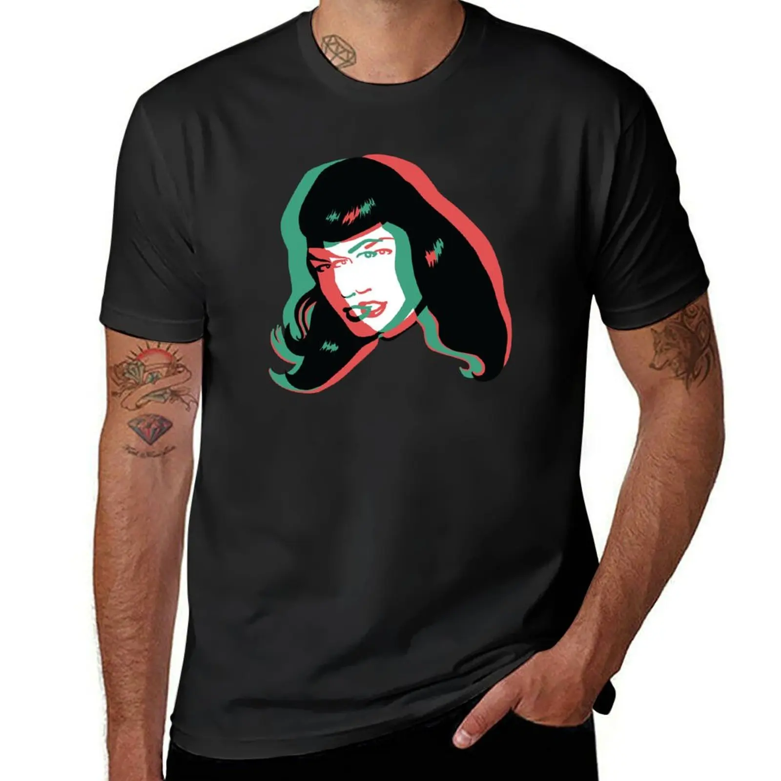 3D Bettie Page T-Shirt tops vintage Short sleeve tee men