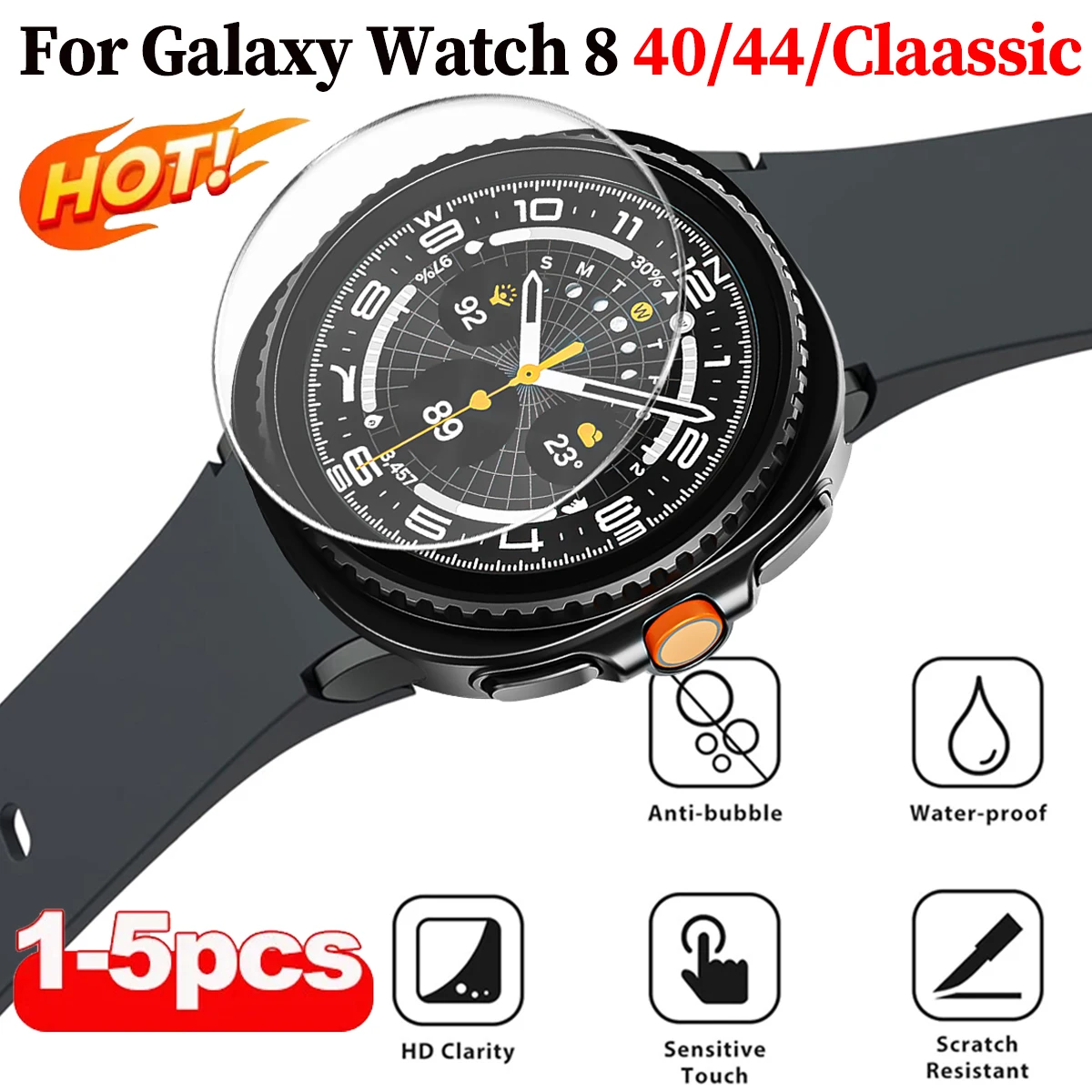 Protetor de tela para samsung galaxy watch 8 40mm 44mm 8 clássico 46mm protetor de película protetora de vidro temperado para galaxy watch 8