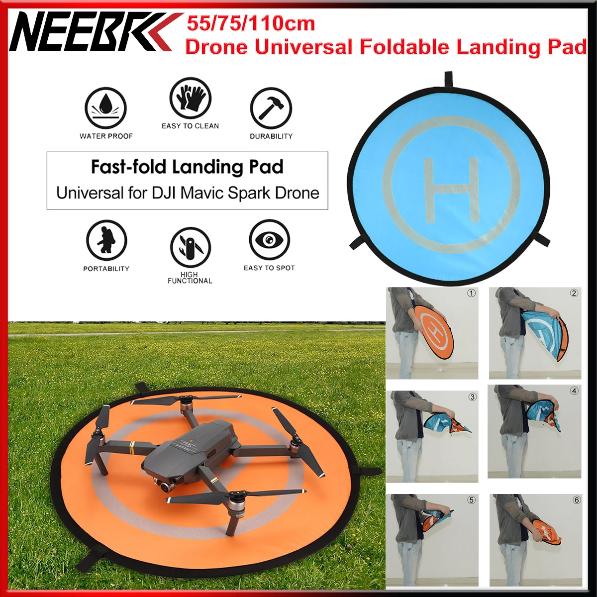 Drone Universal Foldable Landing Pad 55/75/110cm for RC Quadcopter Waterproof Double-Sided Plane Mavic DJI Phantom Accessories