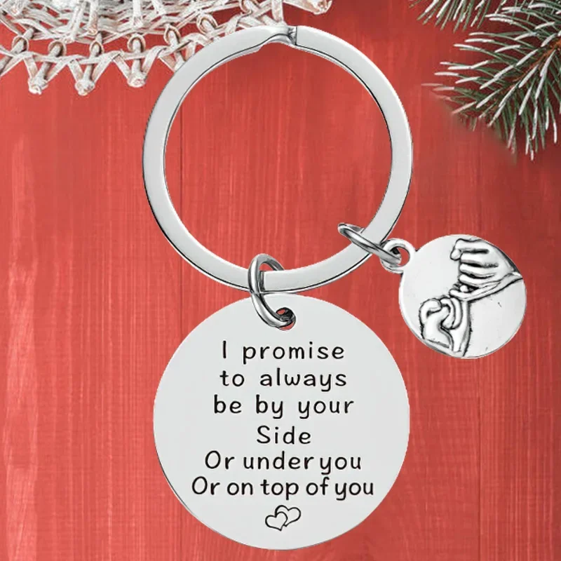 

Metal Funny Lovers Keychain Pendant Husband Wife Couples Key Chain Keyring I Promise To Always Be Your Side Valentines' Day Gift