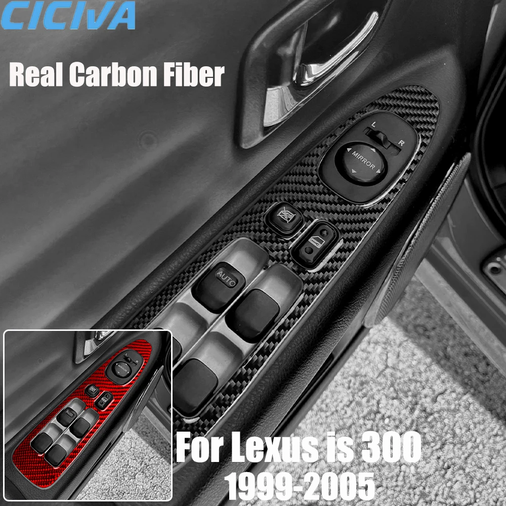 

Real Carbon Fiber Car Accessories Front Window Lift Trim Cover Soft Sticker For Lexus is 300 1999 2000 2001 2002 2003 2004 2005