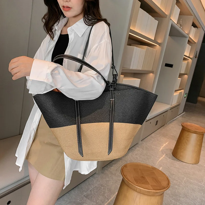 Lady Summer Beach Straw Basket Bags Casual Rattan Large Capacity Totes Women Brands Designer Handbags Wicker Woven Shoulder Bags