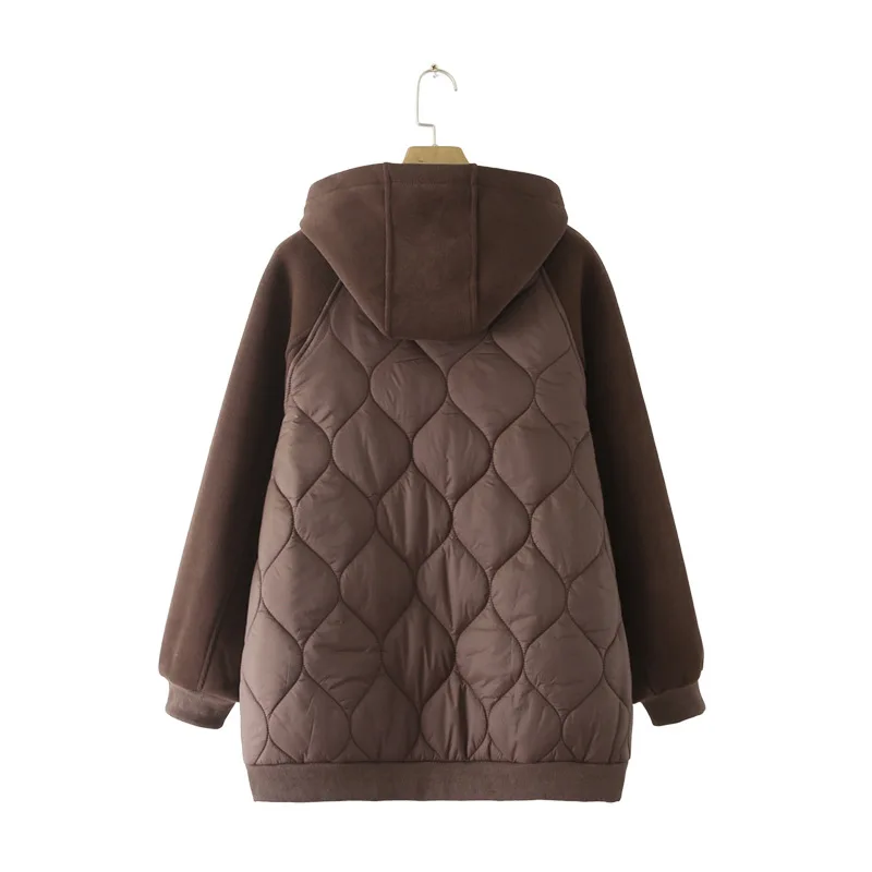 Parkas de talla grande para mujer, Abrigo acolchado de empalme con mangas de terciopelo, chaqueta acolchada informal holgada con capucha cálida, 5XL, invierno, 2022