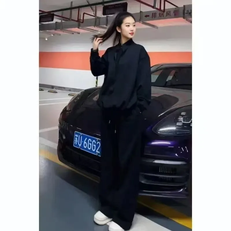 2026 Autumn New Solid Color Long-sleeved Trousers Fake Two-piece Shirt Versatile Couple Ruffian Handsome Trendy Fashion Suit