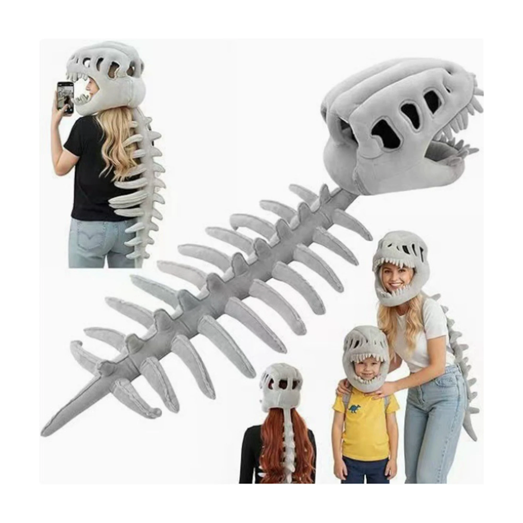 Polyester Fiber Dinosaur Skeleton Headgear Kids Gift Dinosaur Toy Skeleton Plush Decorative Ornament