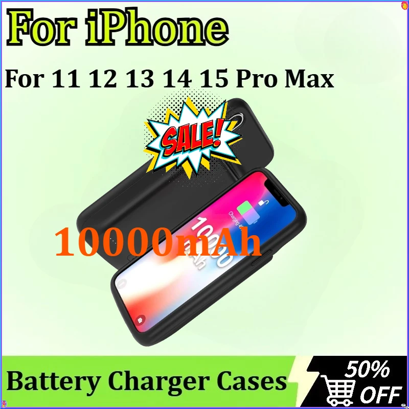 آيفون 11 12 13 14 15 برو ماكس شاحن بطارية حافظة قوة البنك شحن بطارية خارجية بطارية محمولة 10000mAh