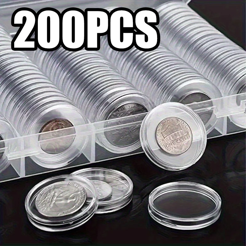 200 Pcs Transparent Capsule Box, Multi-Compartment Coin Storage Display Box, Protective Cover Organizer For Commemorative Coins
