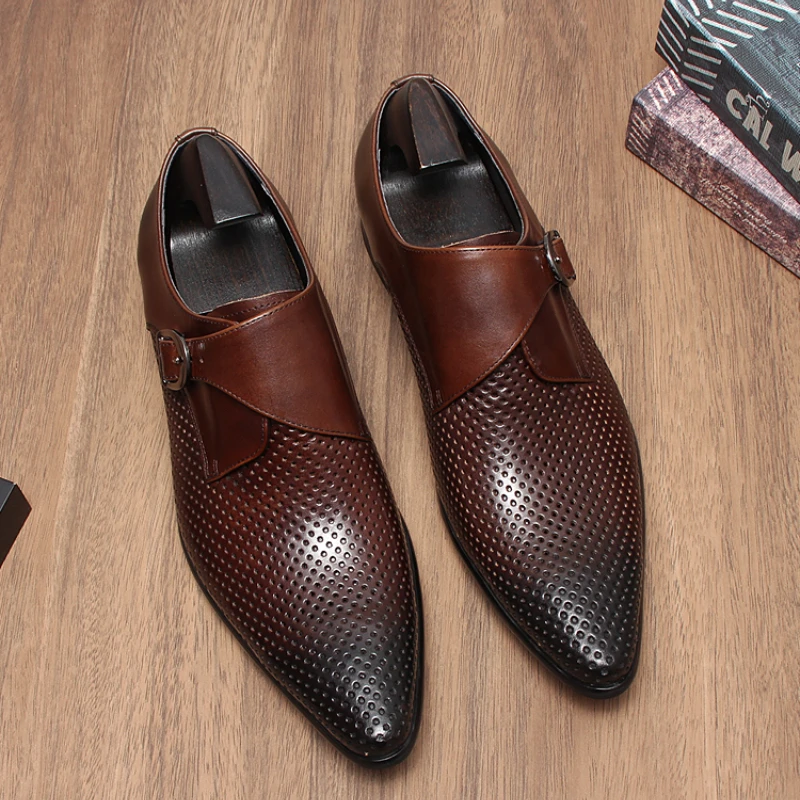 

Luxury Genuine Leather Mens Dress Shoes Handmade Quality Comfortable 2025 Autumn British Trend Hollow Wedding Social Shoes Man