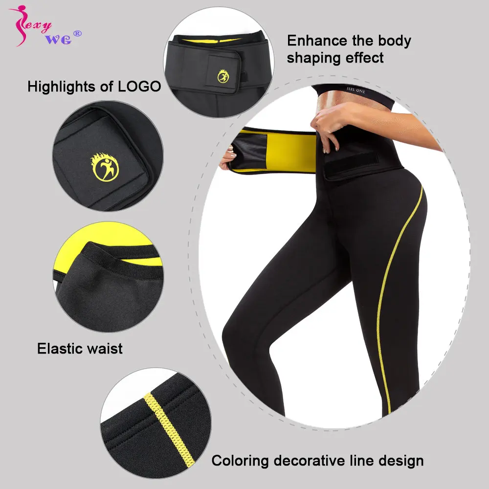 SEXYWG Sauna Pants for Women Weight Loss Sweat Trousers Thermo Neoprene Belly Tight Leggings Waist Trainer Fitness Workout Gym