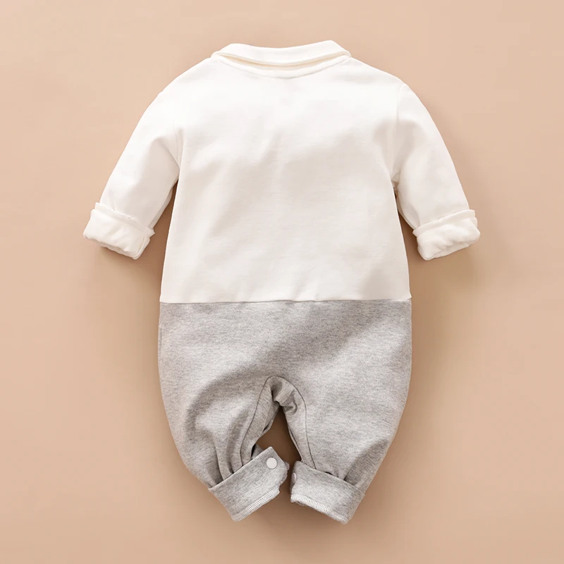 Newborn Baby Romper Spring Autumn Fashion Baby Boy Clothes gentleman Bow tie Style Cotton Long Sleeve Baby Jumpsuit One-pieces