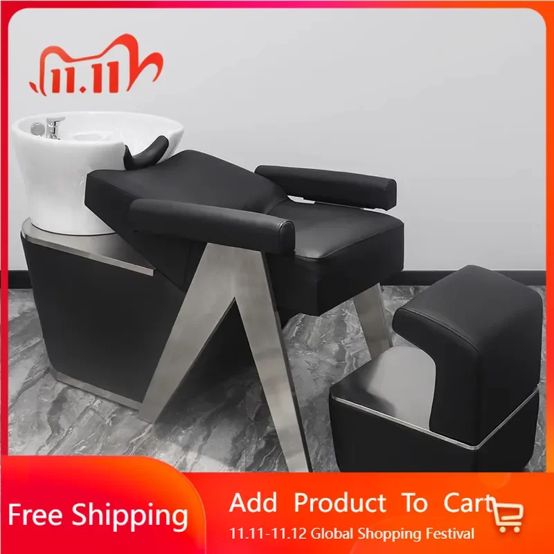 

Funky Lying Shampoo Bed Luxury Hair Spa Hoop Massage Shampoo Chair Treatment Bed Hairdressing Premium Cadeira Hotel Furniture