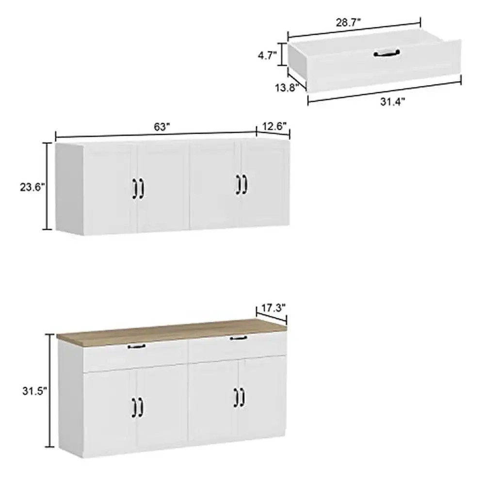 Large Pantry Storage Cabinet Set Wall Mounted Sideboard Freestanding Shelves Kitchen 8 Doors 2 Drawers Adjustable High Quality