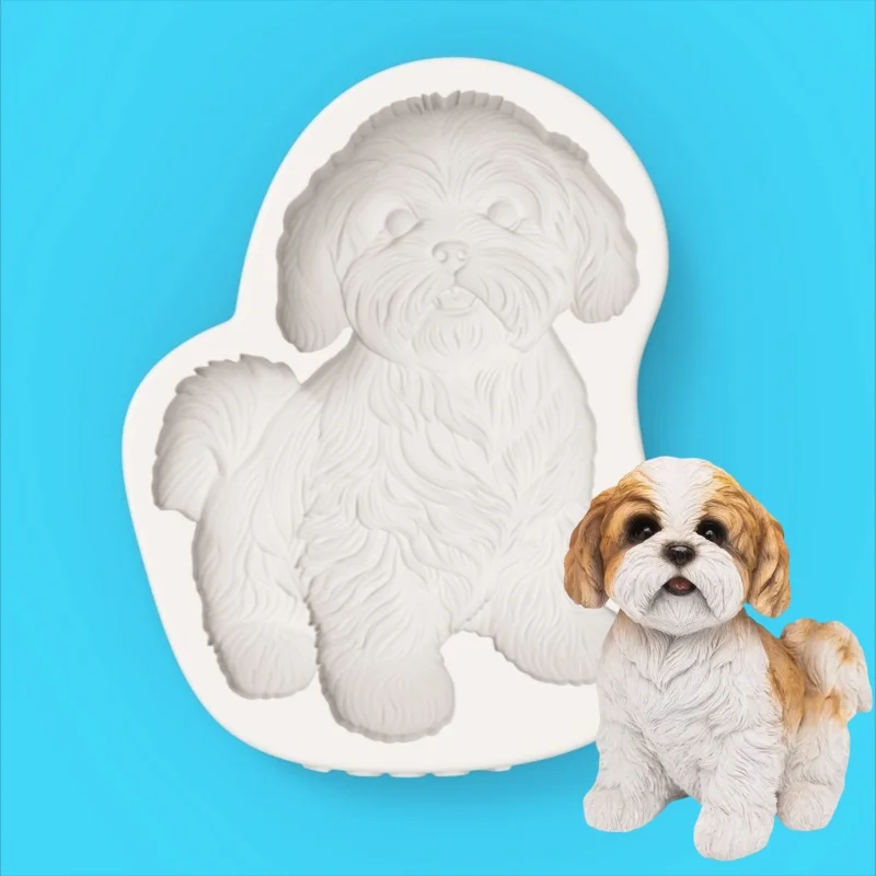 【Cute Puppy Silicone Baking Mold】3D Curly-Haired Puppy Shape Chocolate Candy Fondant Decoration Mold - view 2