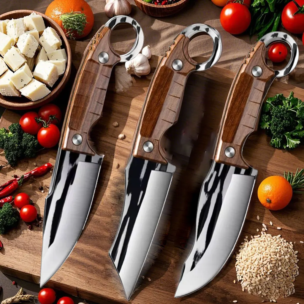 1/3 piece high end ring handheld kitchen knife, 3Cr13mov stainless steel sharp cutting fruit/meat/vegetable, home ladies knife