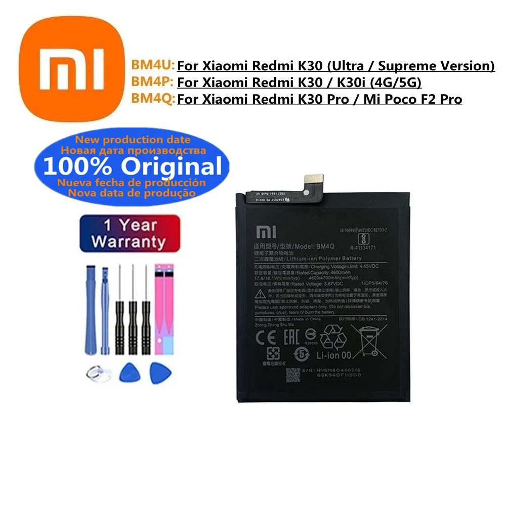 BM4U BM4P BM4Q Original Battery For Xiaomi Redmi K30 Pro / Mi Poco F2 Pro / K30 Ultra Supreme Version / K30i 4G 5G Phone