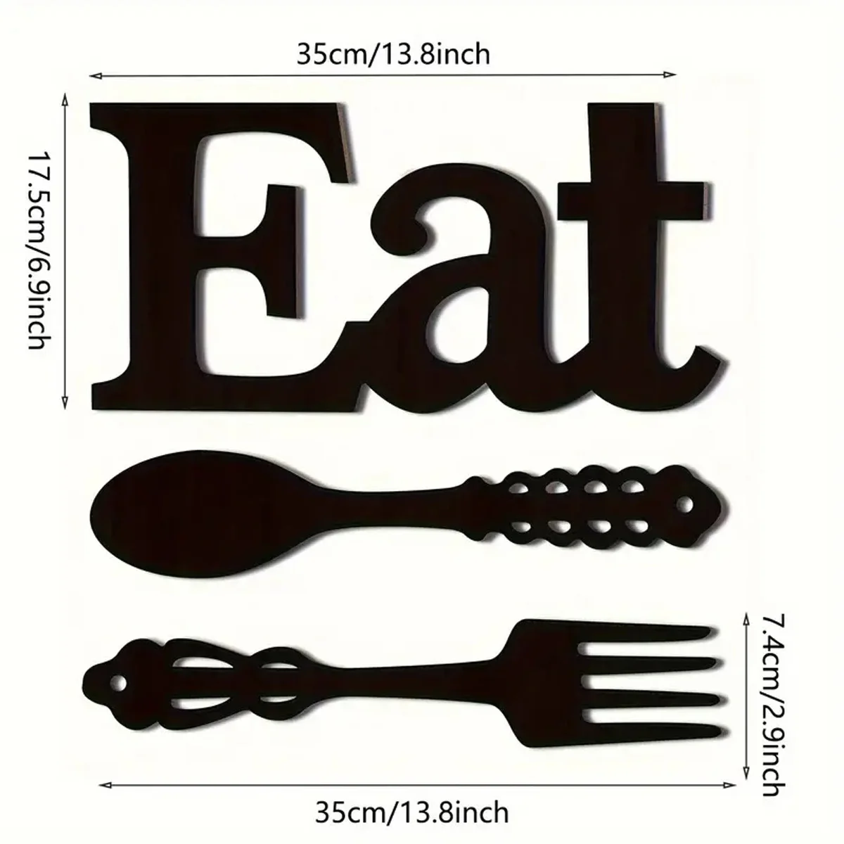 3Pcs Rustic Wood Eat Sign Set With Fork And Spoon, Wooden Wall Art For Kitchen & Dining Room, Ideal Holiday Decoration