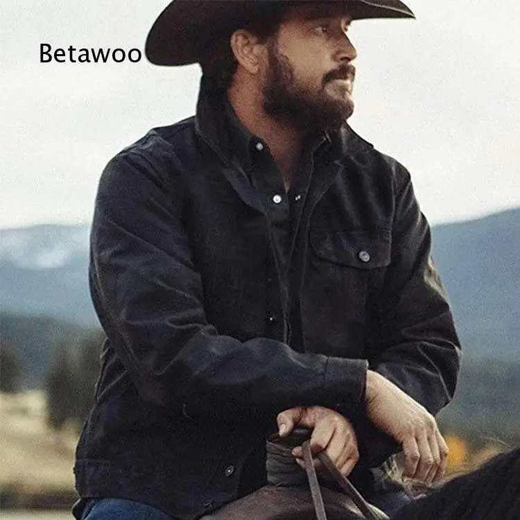 Men Lapel Button Washed Trucker Jacket Classic Cowboy Style Outerwear for Spring Autumn Street Daily Casual Wear