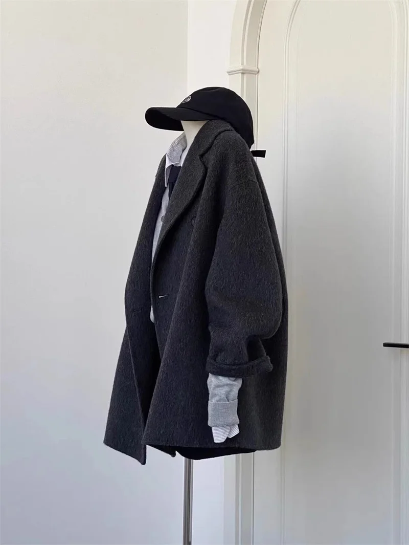 Short Double Sided Wool Coat Women's Loose Korean Woolen Suit Coats for Women Clothing Female New in Outwear Spring