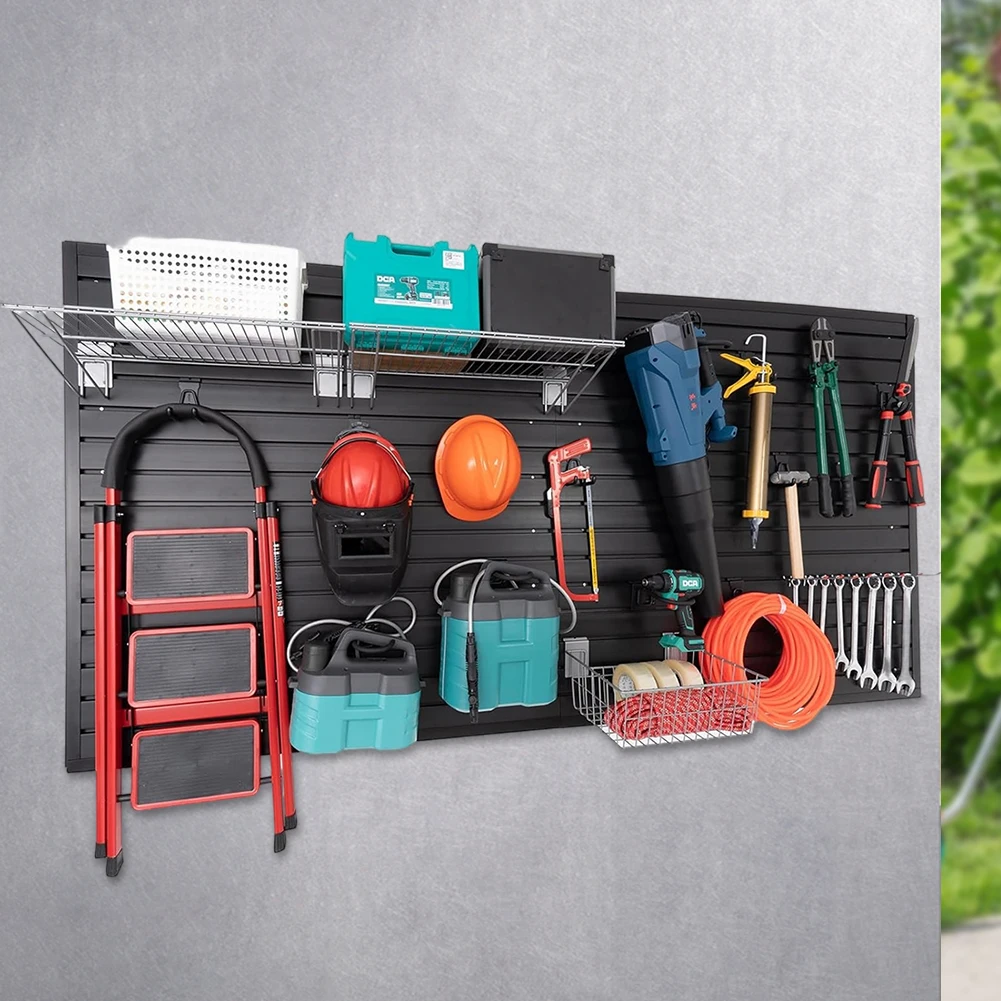 แผ่นเพ็กบอร์ดสำหรับจัดเก็บเครื่องมือ ขนาด 4x8 ฟุต แผ่นผนังเพ็กบอร์ดสำหรับจัดระเบียบในโรงรถ