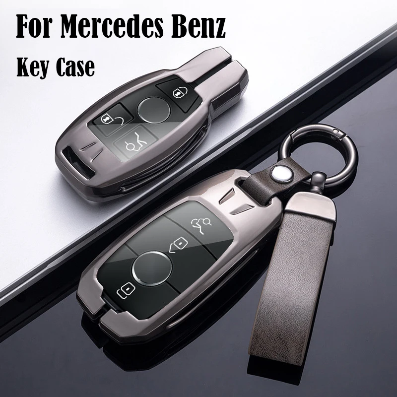 

For Mercedes Benz E300L Key Case C260L E-Class GLA200 GLB200 GLC GLE 2021 Car Key Bag Galvanized Alloy Case Car Accessories