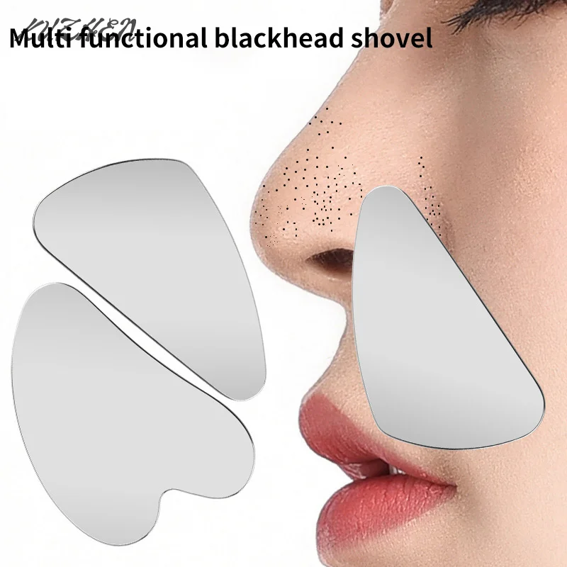 1Pcs Stainless Steel Hair Follicle Cleansing Blackhead Scraper Gua Sha Scraper Massager For Facial Skin Care Board Face Massager