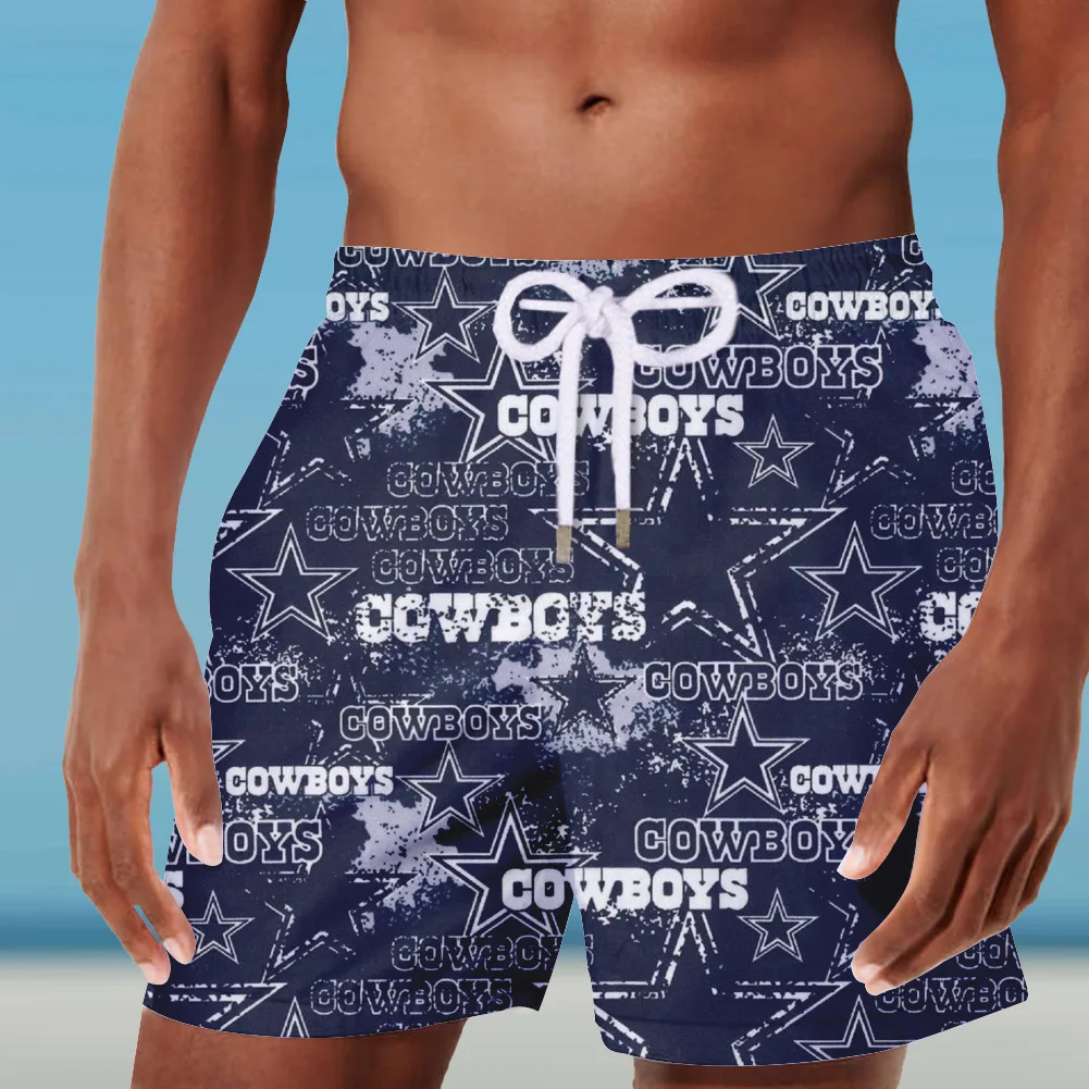 Summer Men's Cowboy Football Sports Pants Shorts Football Style 3D Printed Shorts Drawstring Trunks Man Sports Tranning Shorts