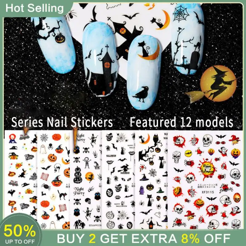 Anime Opvallende Spooky Duurzame 3D-nagelstickers Nageldesign 3D-stickers Hoogwaardige schedel Creatieve modieuze sticker Uniek