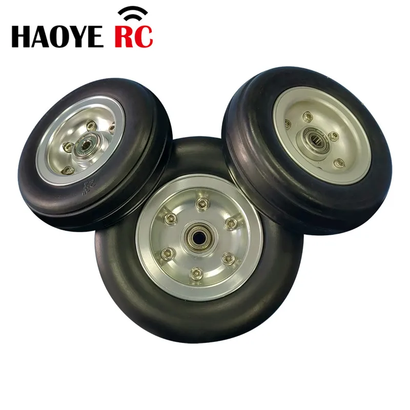 Haoye 1 Pc Landing Gear Wheels Rubber Tires Tyre Aluminum Hub Rubber Wheel With Bearing For RC Airplane Replacement Accessory