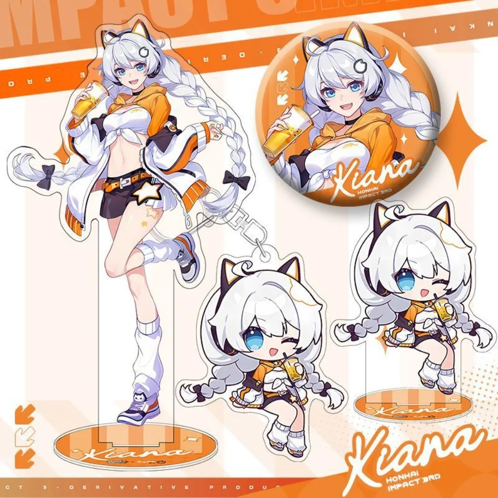 Game Honkai Impact 3 Badge Cartoon Character Joint Cosplay Theme Set Elysia Kiana Stand Badge Keychain Accessories Kid Gift