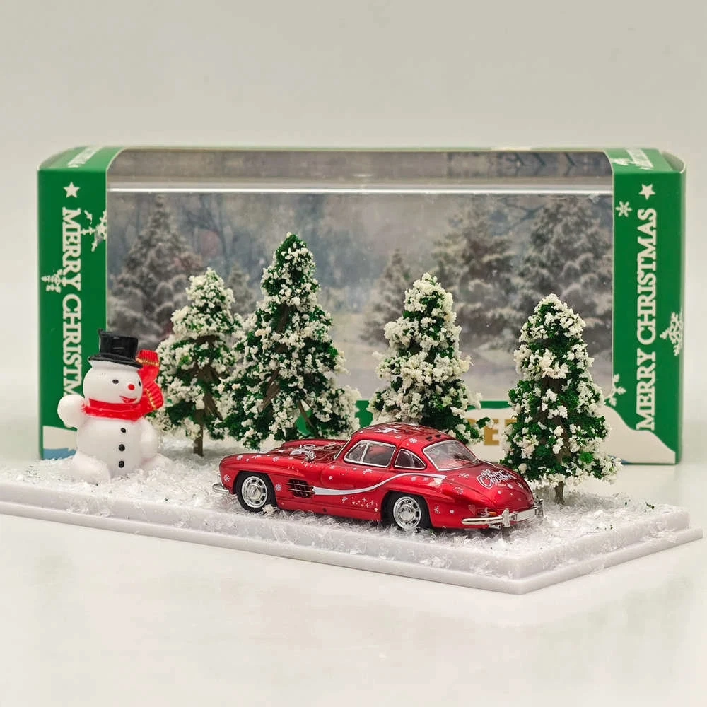 รถโมเดลไดแคสต์โลหะผสมคุณภาพสูง Seeker 1:64 300SL - ธีมคริสต์มาส เหมาะสำหรับผู้ที่ชื่นชอบการสะสมอายุ 14 ปีขึ้นไป เป็นของขวัญสะสม