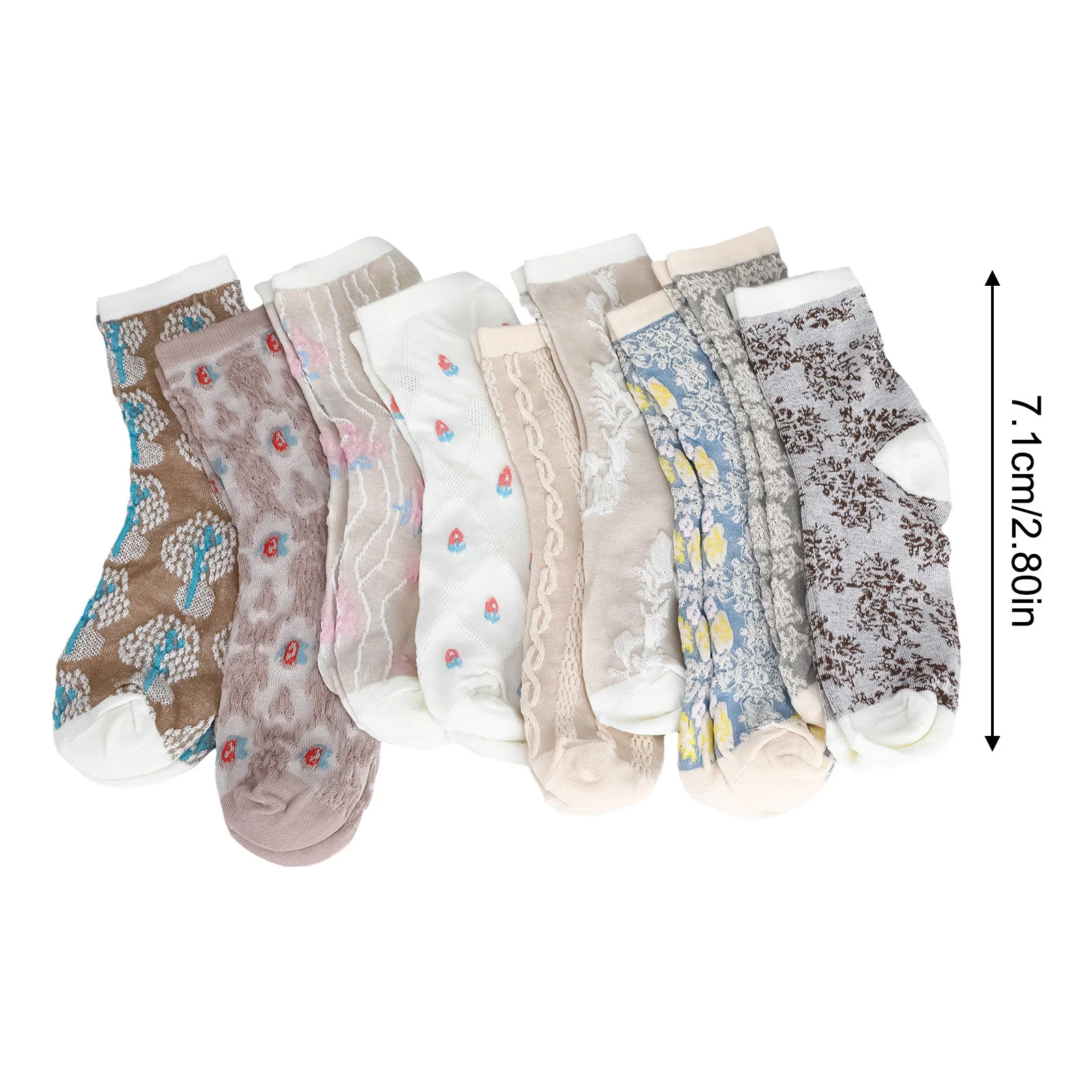 9Pair Soft Socks for Women Vintage 3D flower Breathable comfortable Cotton Multi Color Embossed Floral Calf Sock fashion design