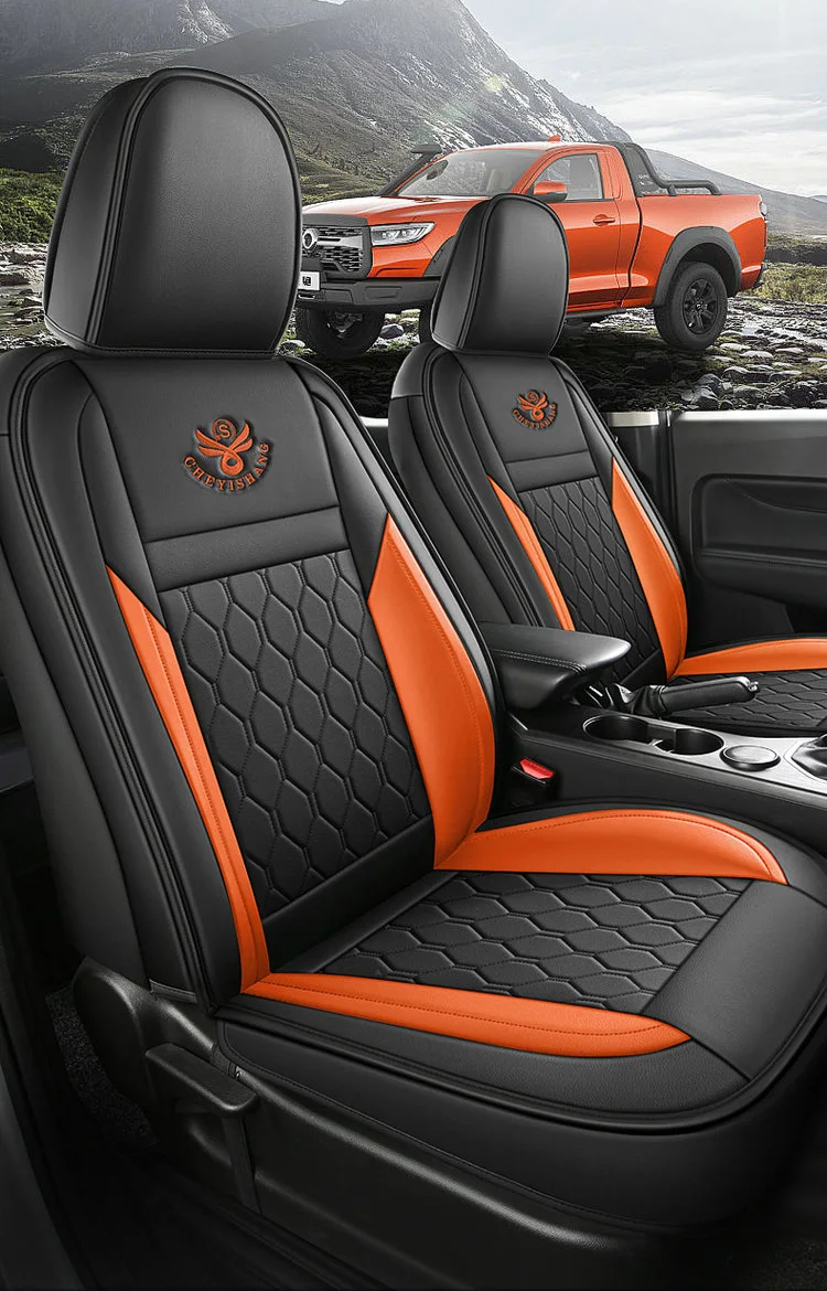 Car Seat Cover Leather Front and Rear Full Set Specific Customize for Great Wall Poer car accessories orange seat caution