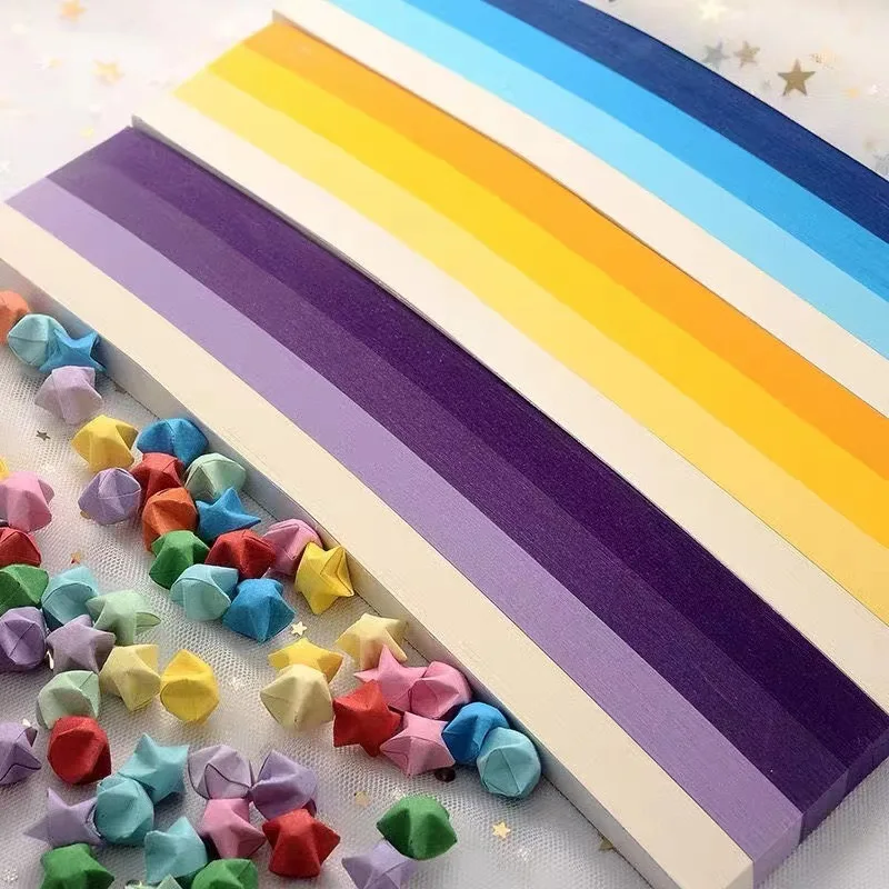 

540 Sheets Origami Paper Strips Double Sided Colorful Lucky Star Origami Paper for DIY Hand Arts And Home Decor