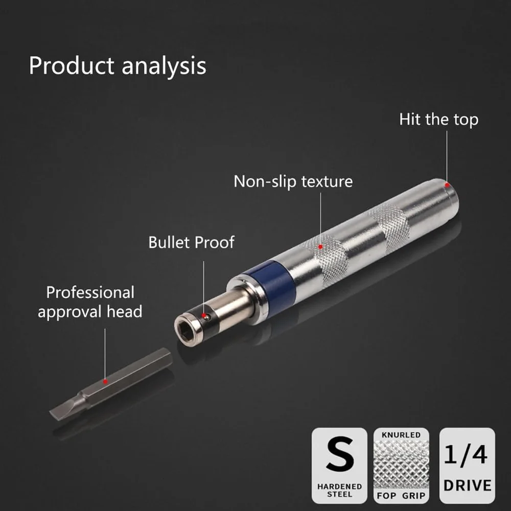 6 in 1 Impact Screwdriver 1/4 Inch Drill Bit Stripped Rusted Stuck Broken Remover Damaged Screw Extractor Set Repair Tool