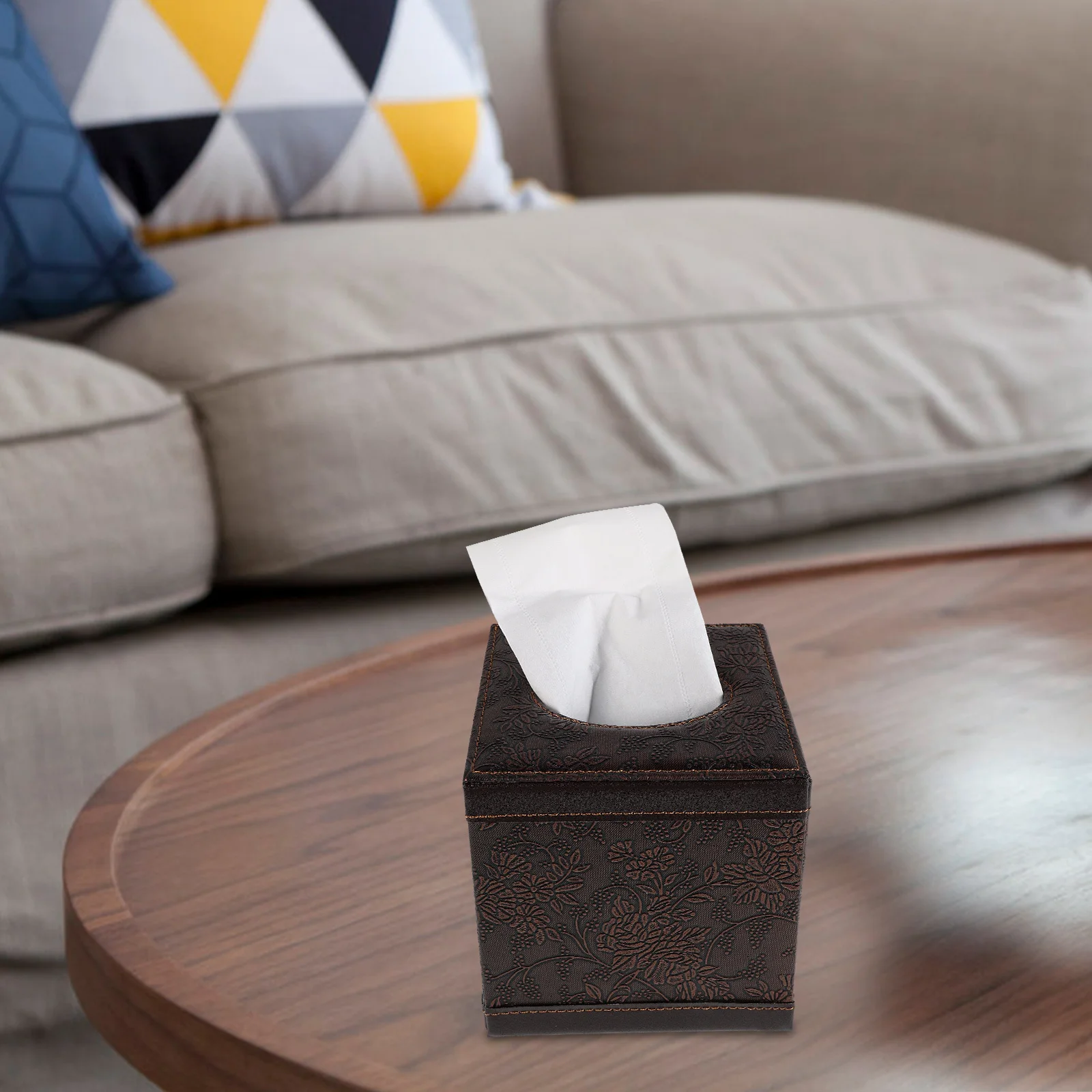 

Vintage Square Tissue Box Cover Decorative Paper Towel Holder for Bathroom Room Nightstand Organizer