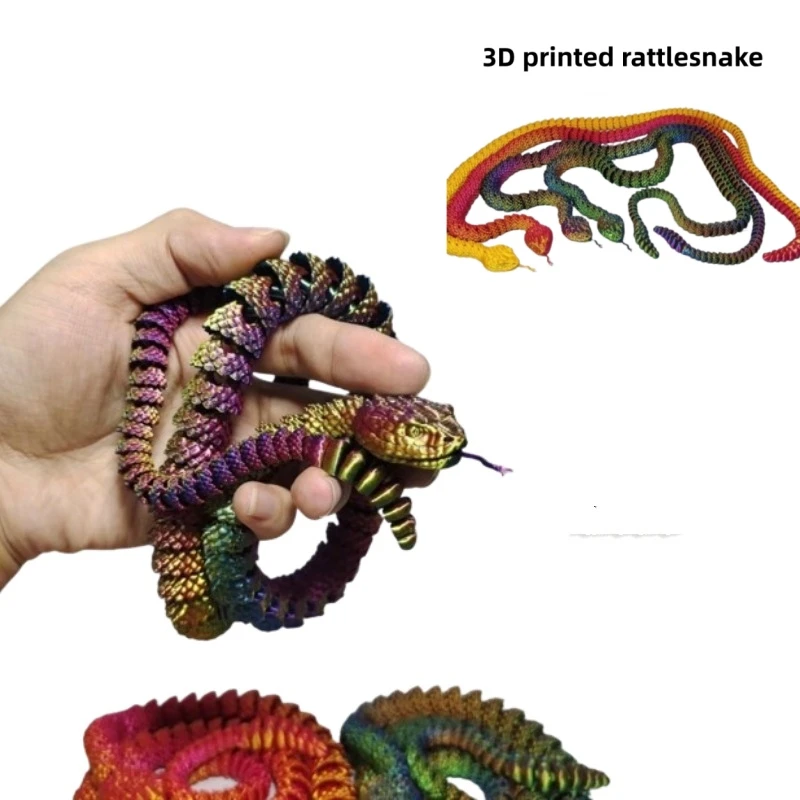 60cm 3D printed integrated rattlesnake body joints, movable home decoration, creative toys worth collecting