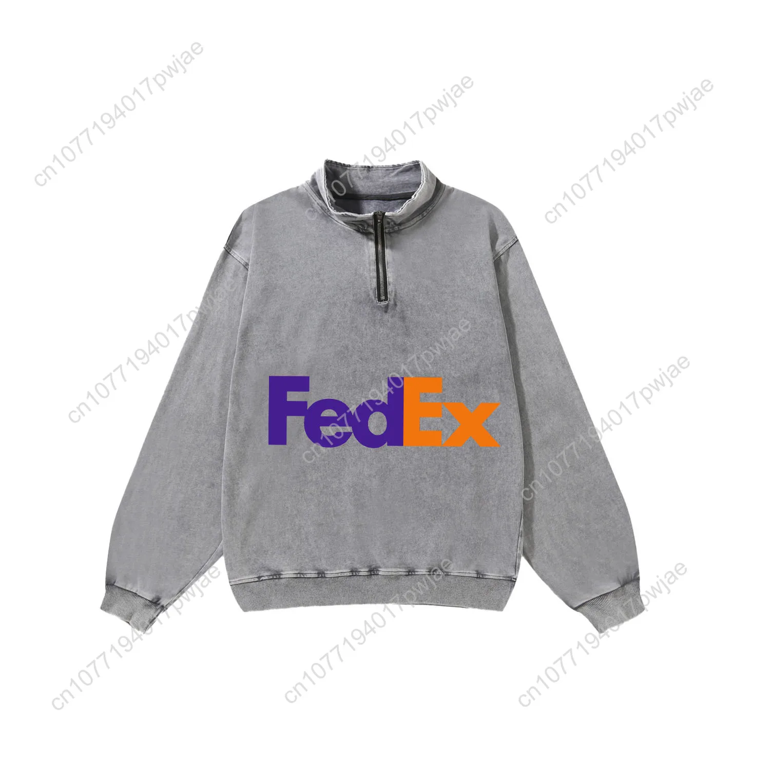 FedEx Printed Pattern Custom Retro Sweatshirt Mans Womans Half Zipper Vintage Sweat Shirt Photo Custom Made Tops