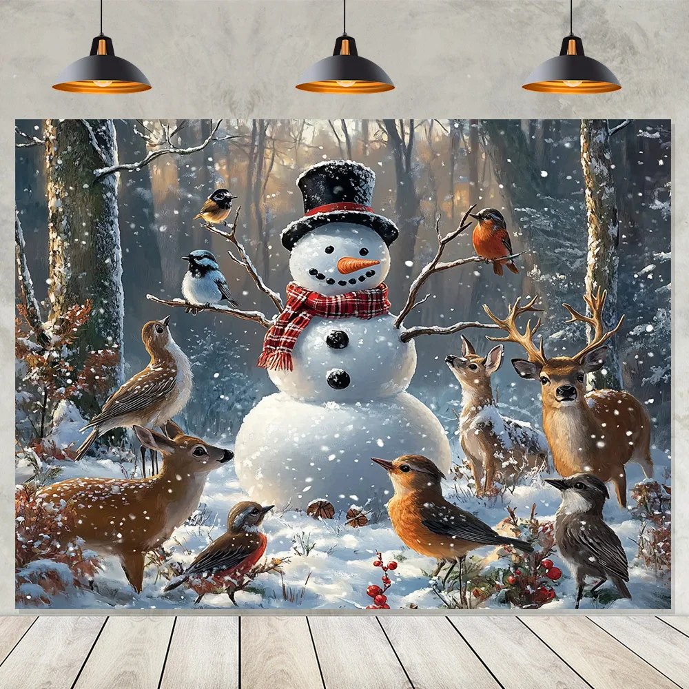 Ein Fotohintergrund für den Winterwunderland im Schneemann und das Tierwelt, aus Polyesterfaser, multifunktionale Innendekoration