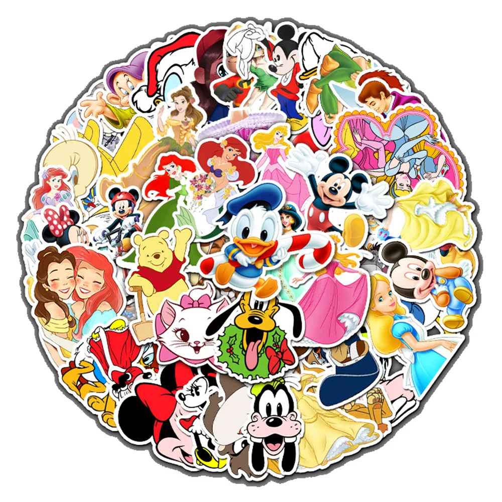 10/30/50pcs Disney Mix Cartoon Stitch Stickers Mickey Decals DIY Laptop Luggage Phone Motorcycle Waterproof Sticker Children Toy