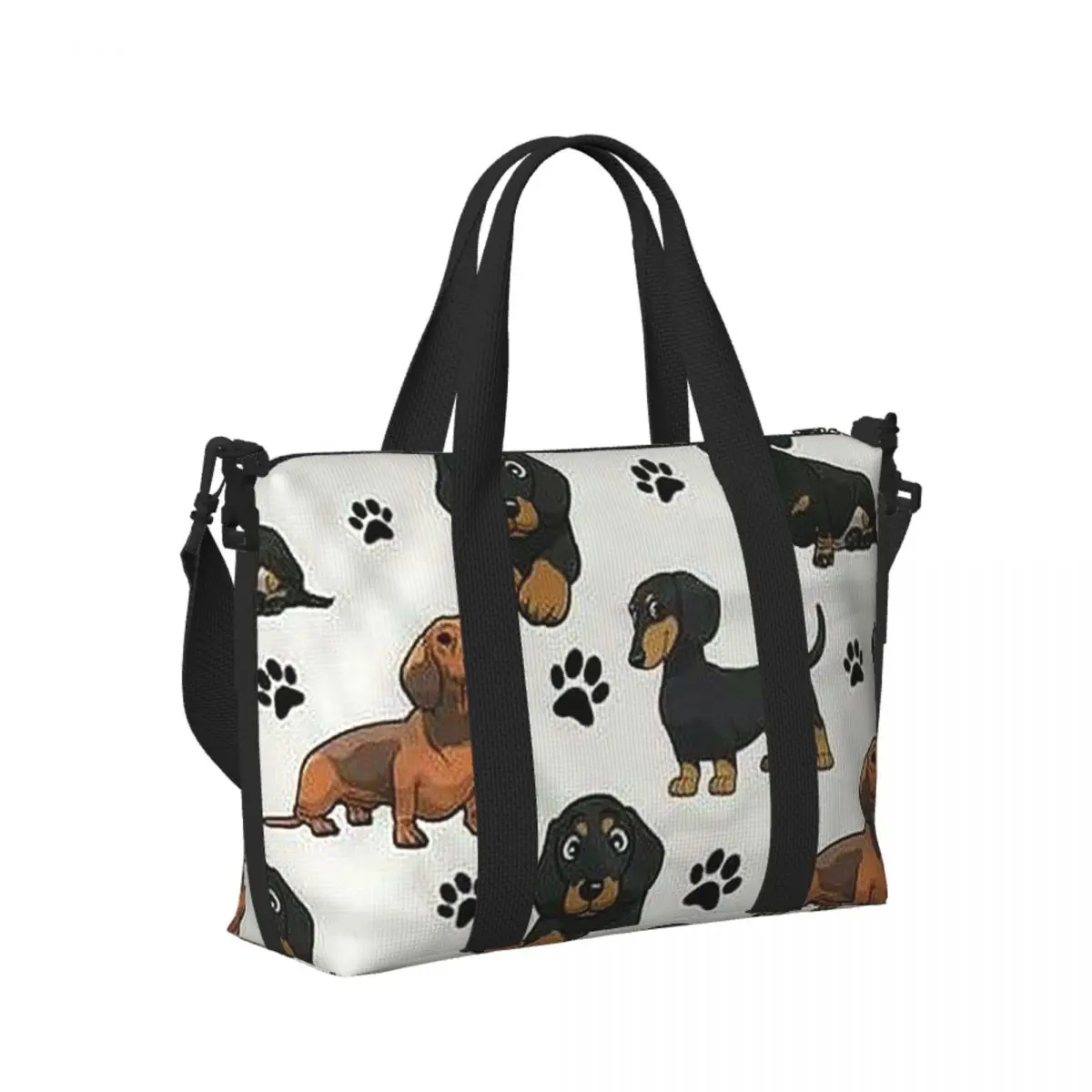 

Симпатичная пляжная дорожная сумка с рисунком собаки таксы на заказ, большая вместительная сумка-тоут для спортзала, спортивная женская дорожная сумка для покупок