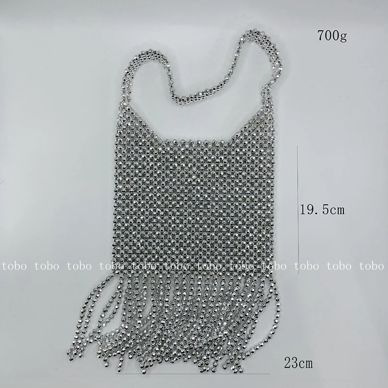 2021 New Silver Tassel Beaded Handbags for Women 2020 Niche Design Handbags Women Bags Designer Transparent Bags