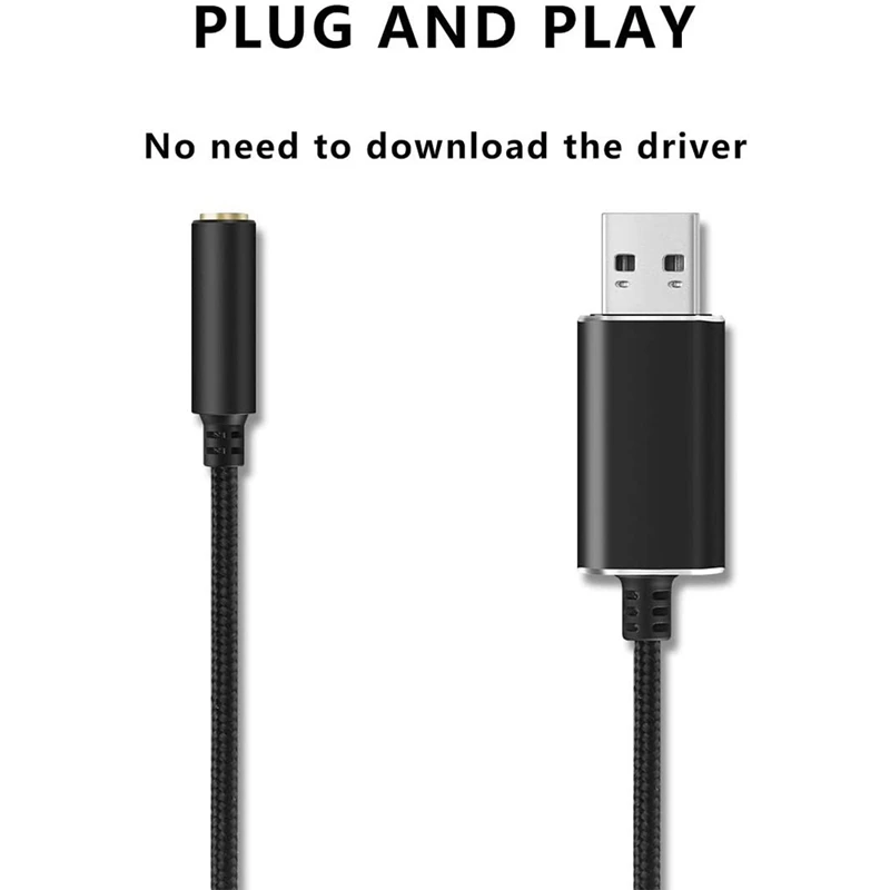 USB To 3.5Mm Jack Audio Adapter With 3.5Mm Headphone And Microphone Jack For Windows, For Mac, For PS4, For PC/Laptops