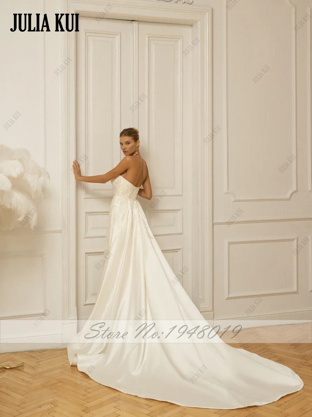 Julia kui personalizar feito a linha silhueta vestidos de casamento sem alças renda floral sem mangas 2 em 1 vestidos de noiva elegância